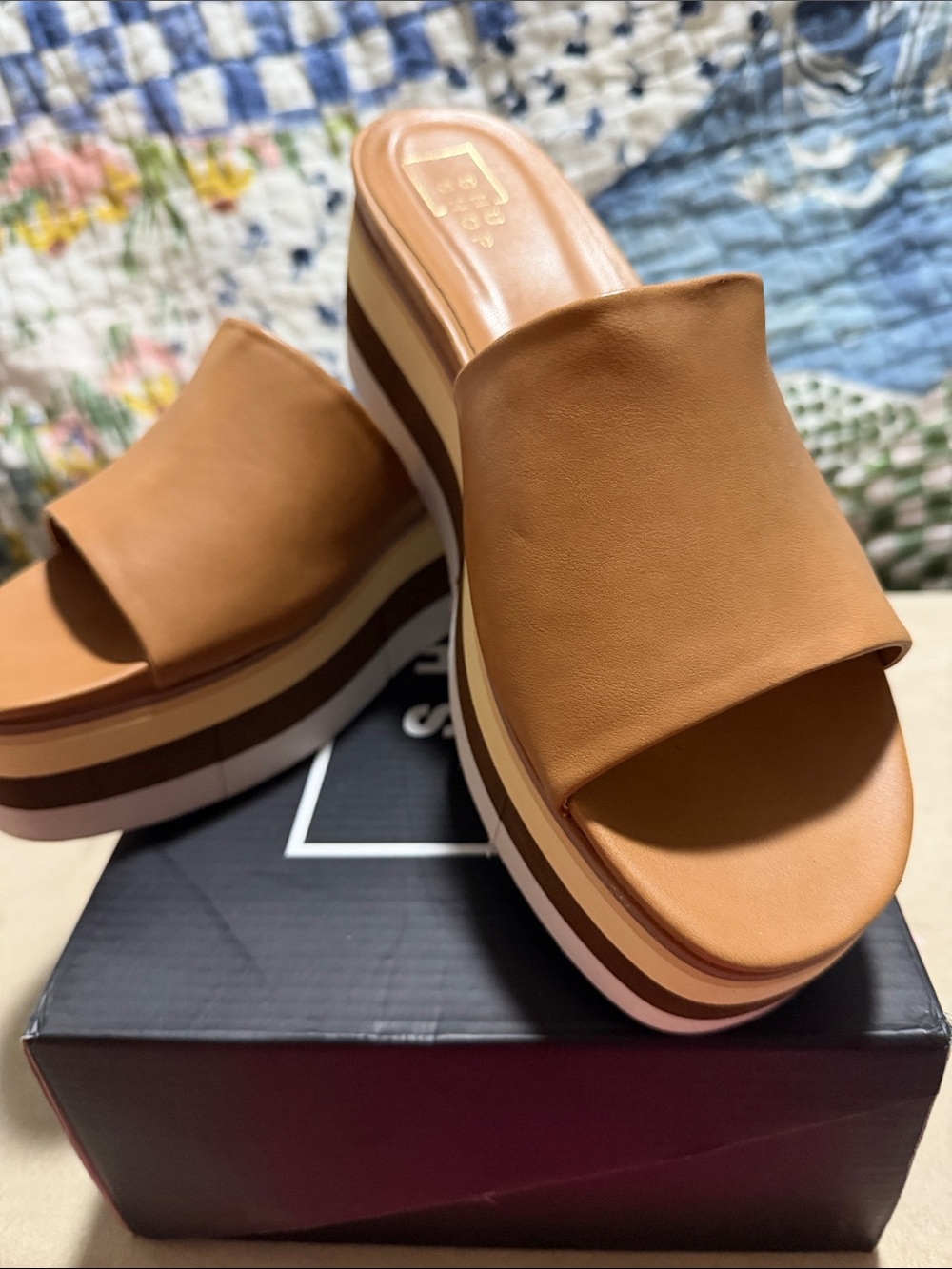 NIB ShuShop Jade Platform Slide Sandals with Layered Sole